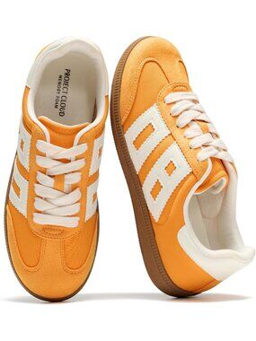 🆕Women's Orange Sneakers Comfortable Fashion Lace Up Trendy Sneakers Casual